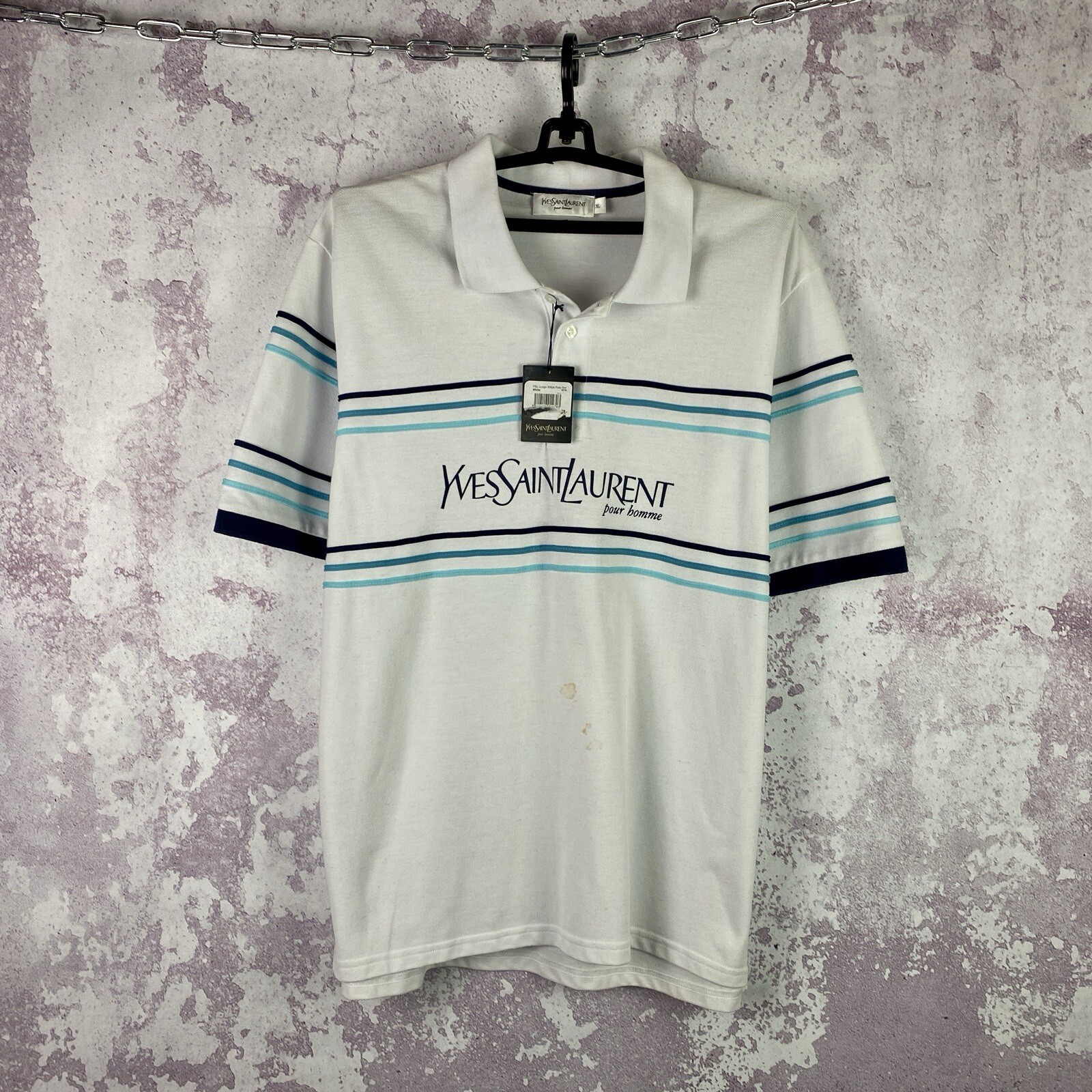 Yves Saint Laurent YSL Polo T Shirt Vintage Grande Logo Y2K Maglietta Lusso Taglia XL