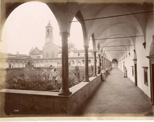 Italy, Firenze, Certosa il Gran Cortile Vintage Albumen Print Albumi Print