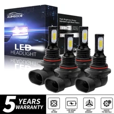 9005 9006 LED Headlights Kit Combo Bulbs 8000K High Low Beam Super White Bright