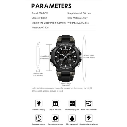 Waterproof Digital Sports Watch Military Tactical LED Backlight Men's Wristwatch - Picture 8 of 8