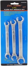 3 pc Flare Nut Wrench Set SAE carbon steel 15 degree offset easy access