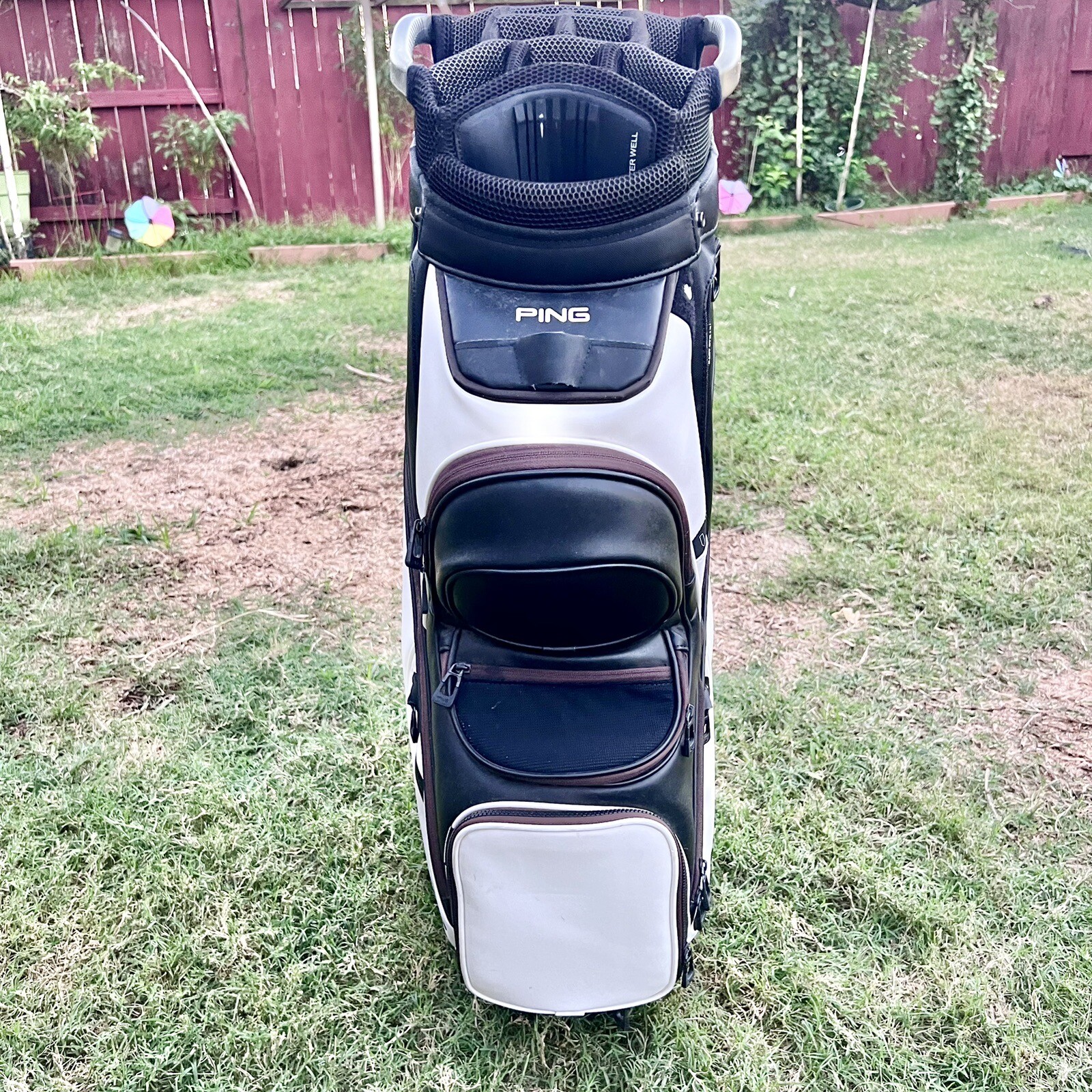 Ping DLX Cart Bag White / Black 15 Way Divider With Rain Cover. eBay