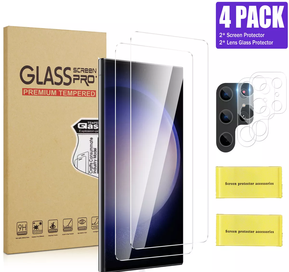 For Samsung Galaxy S22 S23 S24 Ultra Tempered Glass Camera Lens Screen  Protector