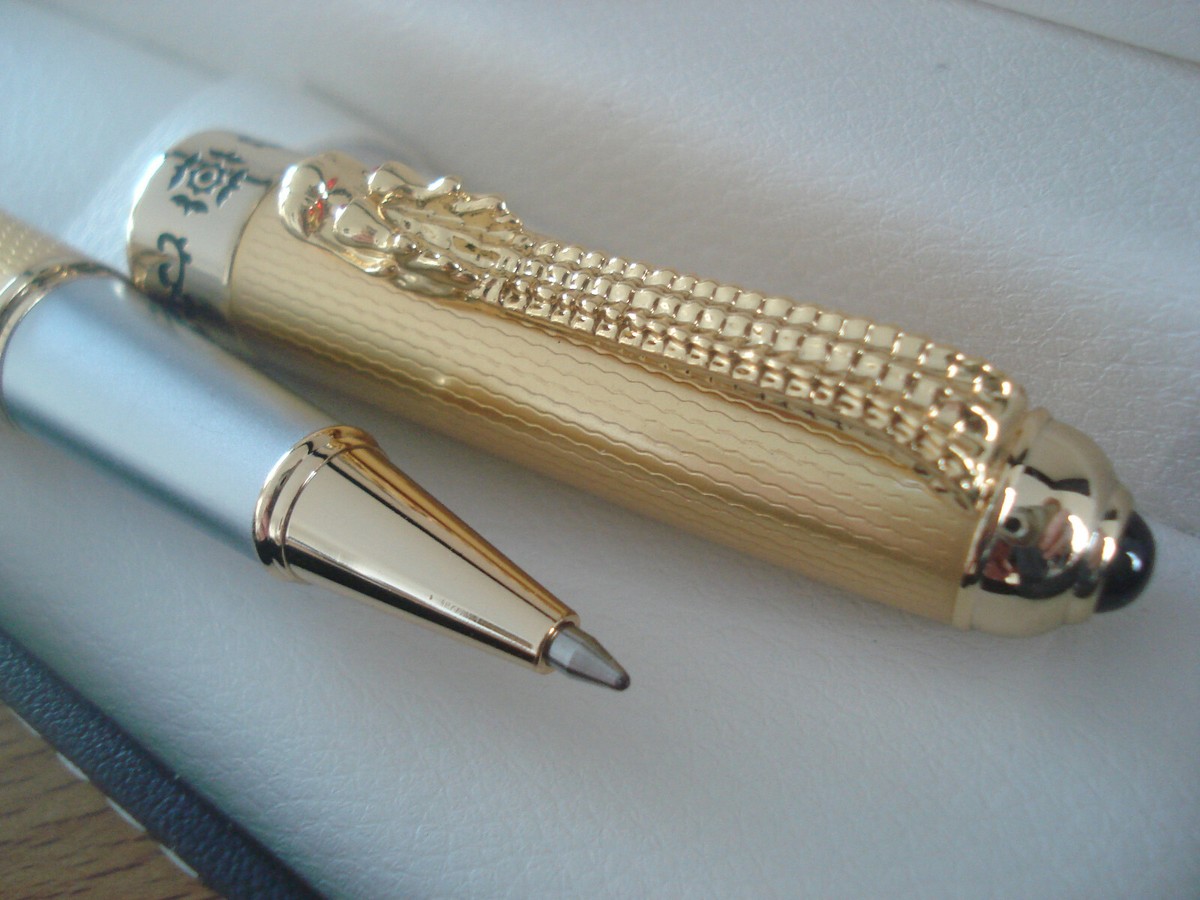 Jinhao Roller Régent Dragon Noir – Plume Plaqué Or Avec écrin – Neuf Sous Blister