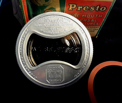 PRESTO Glass Canning Lid  WIDE MOUTH Mason Jar Antique Fruit Jar ~ New Old Stock