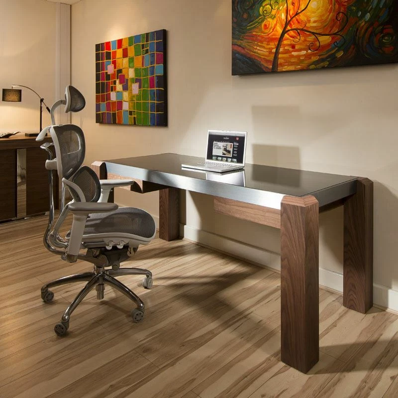Walnut and glass desk deals
