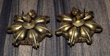 Brass Kumkum Box Set Of 02 Boxes Bird Small Figurine On Top Flower Design RU17