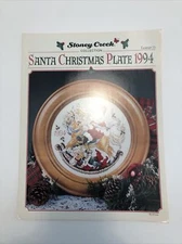 Vintage Stoney Creek Santa Christmas Plate 1994 Cross Stitch Leaflet