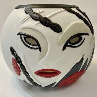 PartyLite Enchanted Empress Face Candle Holder Ceramic Vintage 1990s Decor 7.5''