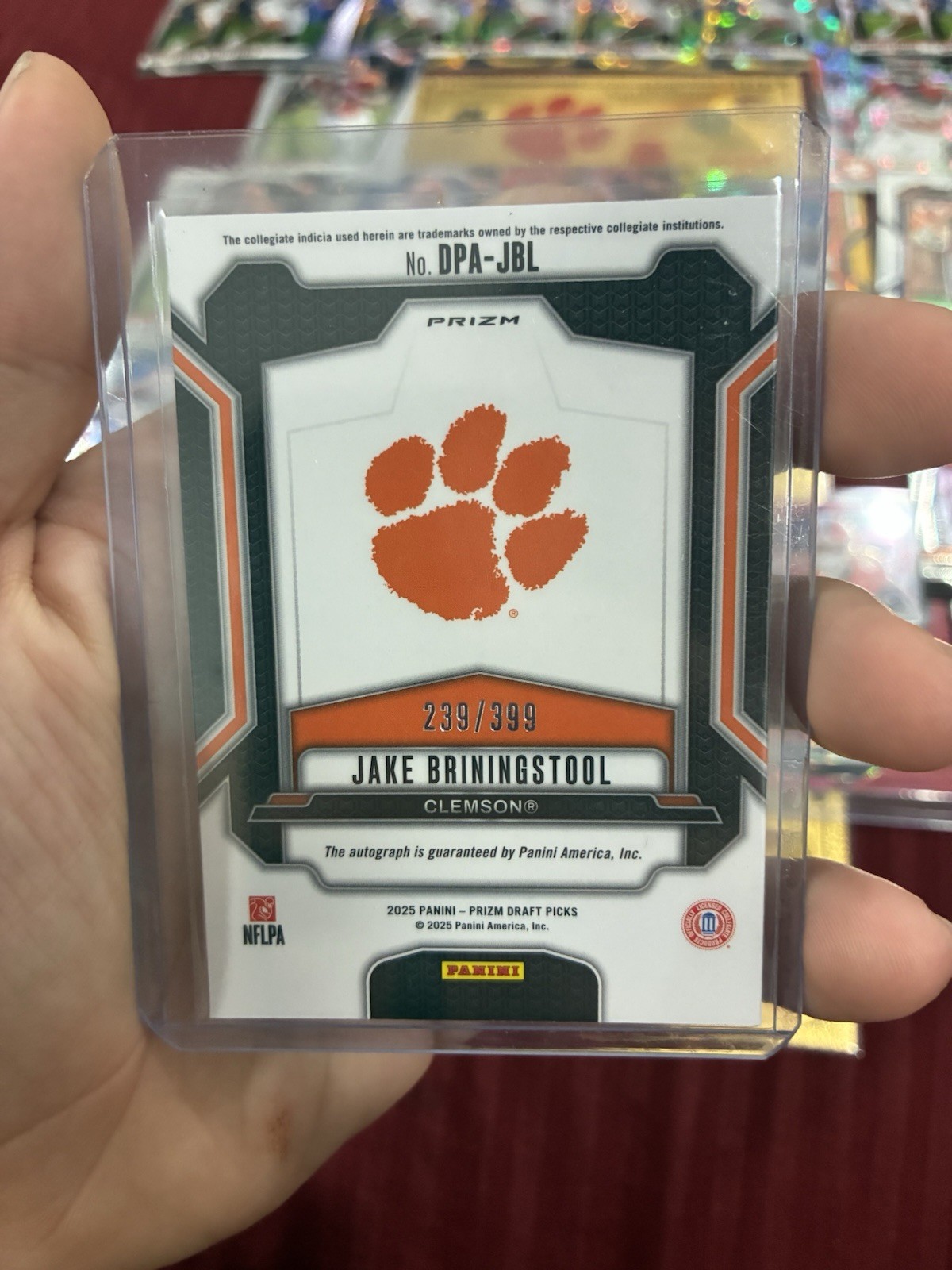 Clemson Tigers Football Card Lot Auto 2025 Prizm Gold, Color, Numbered view 3