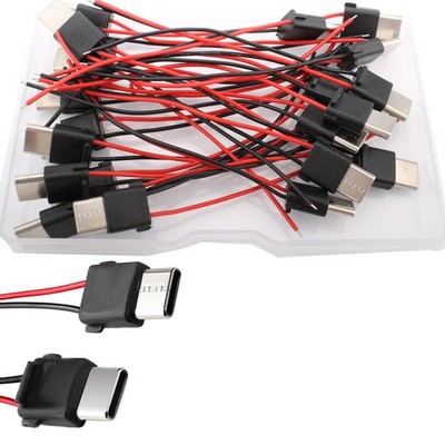 20 Stück USB TypCBuchse,3A 2 Polige USB C stecker löten,24AWG USB C Kabel,2Dr...