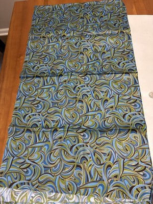 Fabric Vintage 36 in W 1960’s Groovy Pattern Green/Blue/Black/ Metallic 1.5 +yd