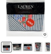Brand New Ralph Lauren Maggie Floral Stripe 3PC KING Duvet Cover Sham Set