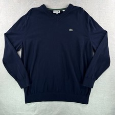 Lacoste Mens Navy Blue Cotton Crewneck Sweater Classic Fit AH2183 Size XXL 2XL