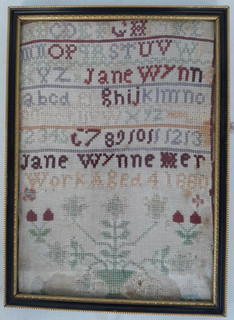 Antique 1880 Needlework Sampler Jane Wynne Aged 4 Framed Cross Stitch A89 W270