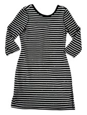 Express Black White Sequin Striped Long Sleeve Open Back Sheath Dress Size Small