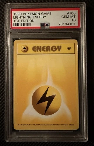 PSA 10 GEM MINT Lightning Energy 100/102 1st Edition Base Set 1999 Pokemon Card