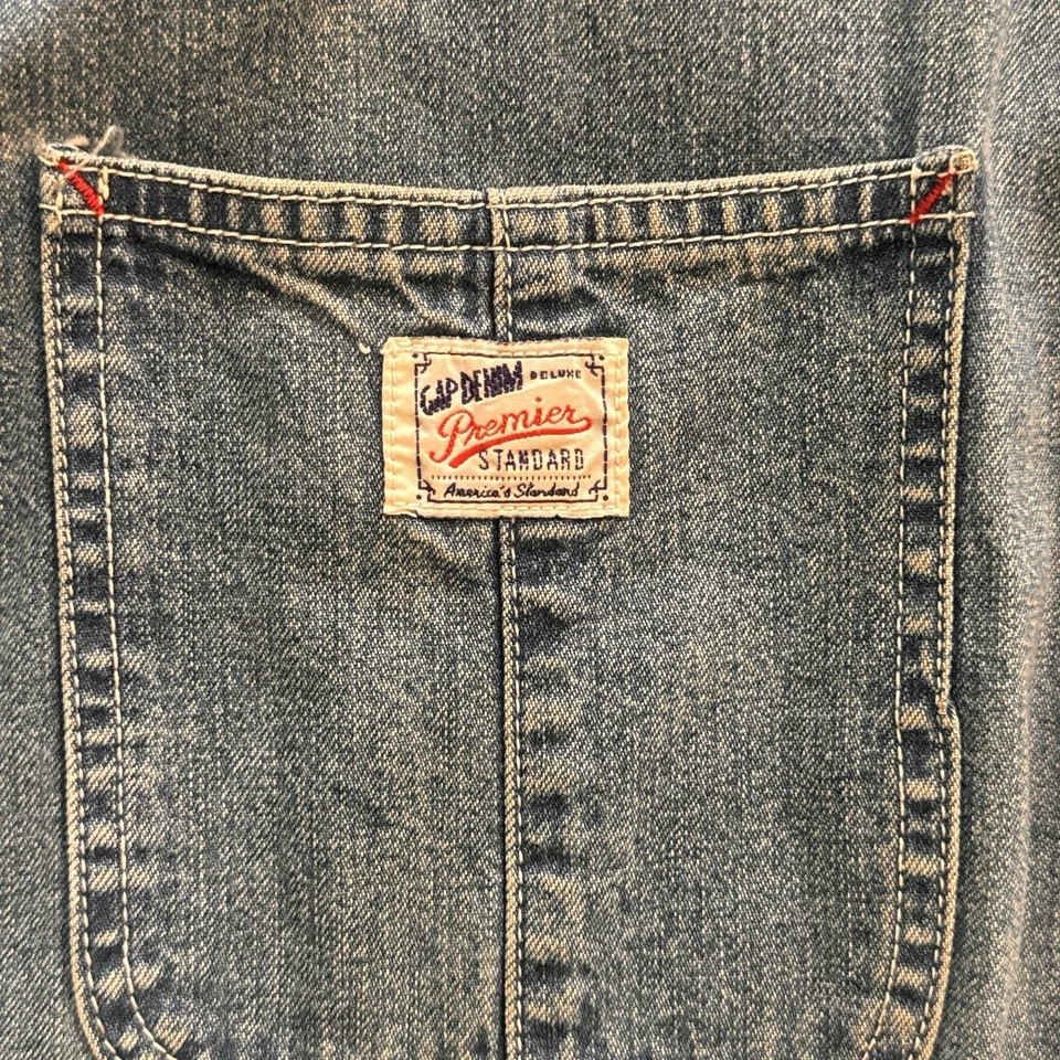 Vintage GAP Jacket Mens Medium Blue Denim Barn Chore Logo 90s Y2K Baggy Thrashed - Image 4 of 4