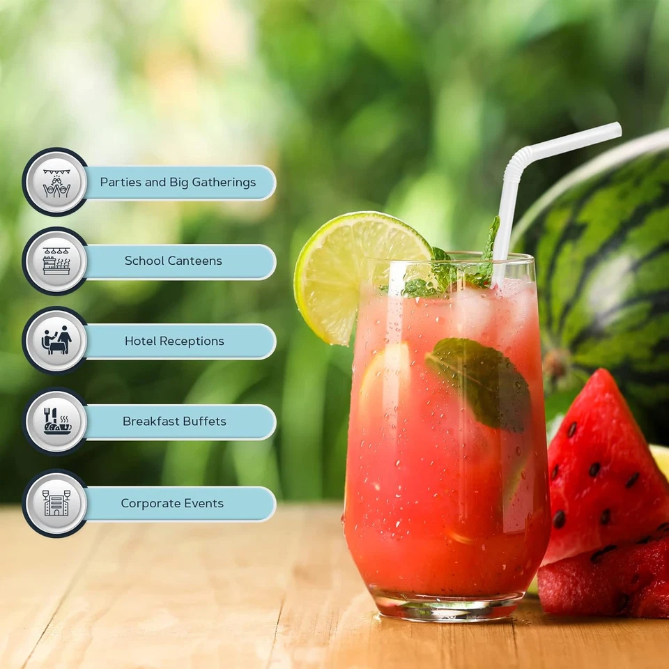 Flexible Plastic Bent Straws, Individually Wrapped [Pack of 400] - 7.75” White D - Image 3 of 4