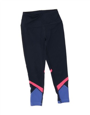 Reebok Damen kurze Leggings UK 10 Small marineblau Colourblock Polyester DD09