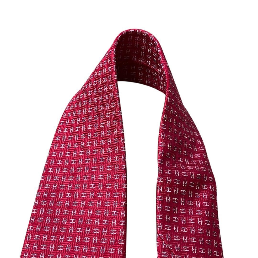 Excellent Condition Current HERMES Red Narrow Tie… - image 7