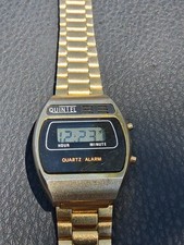 Women's vintage 80s digital watch gold plated case and band