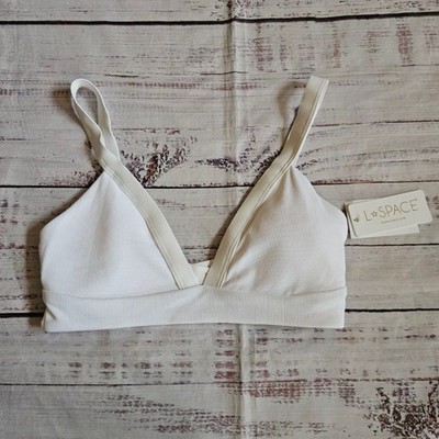 L*SPACE Revolve White Vera Top Bikini Ribbed Womens Medium NWT