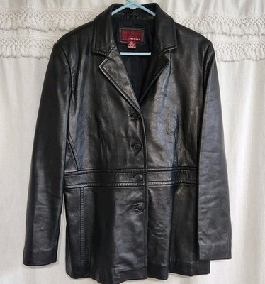 Women's Black Leather Jacket  Sz XL Minimalist Model Off Duty Oversized VTG 90s