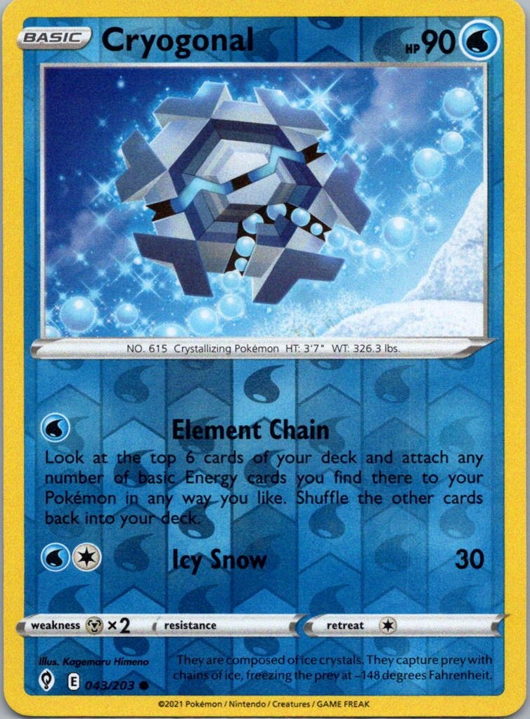 Pokemon TCG Cryogonal 43/203 Evolving Skies Rev Holo LP