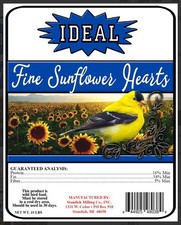 Ideal Fine Sunflower Hearts Wild Bird Seed 50lbs 50FINEHEARTS