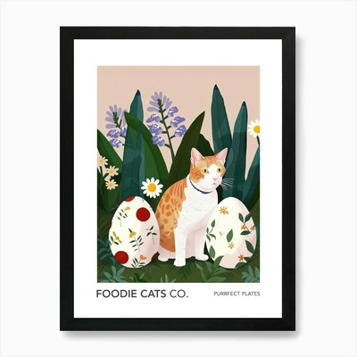 Foodie Cats Co Katze und Ostereier gerahmtes Wandbild Poster Leinwanddruck Bild