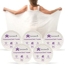 Serenorch Compressed Bath Towels 5 Pack Extra Large X Large, White