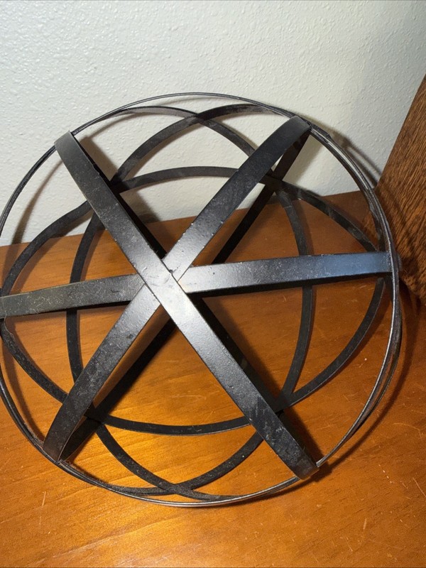 Decorative Black Metal Ball/Sphere Sculpture 9in Diameter