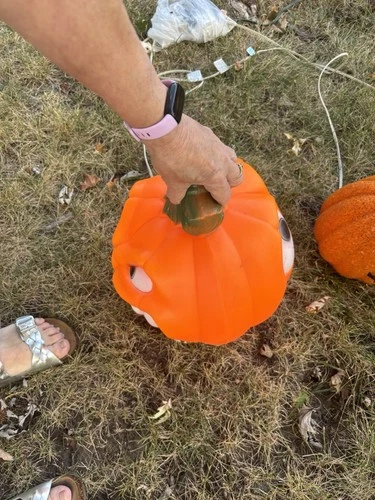 Two Faced Scary Pumpkin Blowmold Lighted