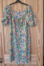 Pepco Floral Midi Dress Puff Sleeves Tie Front  Size M  Floaty Summer Colourful