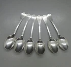 ANTIQUE SET 6 SOLID STERLING SILVER TREFID COFFEE SPOONS 45g H.W SHEFFIELD 1917