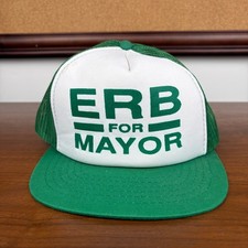 Vintage Trucker Hat Unisex One Size Erb For Mayor Green White Snapback Mesh Hat