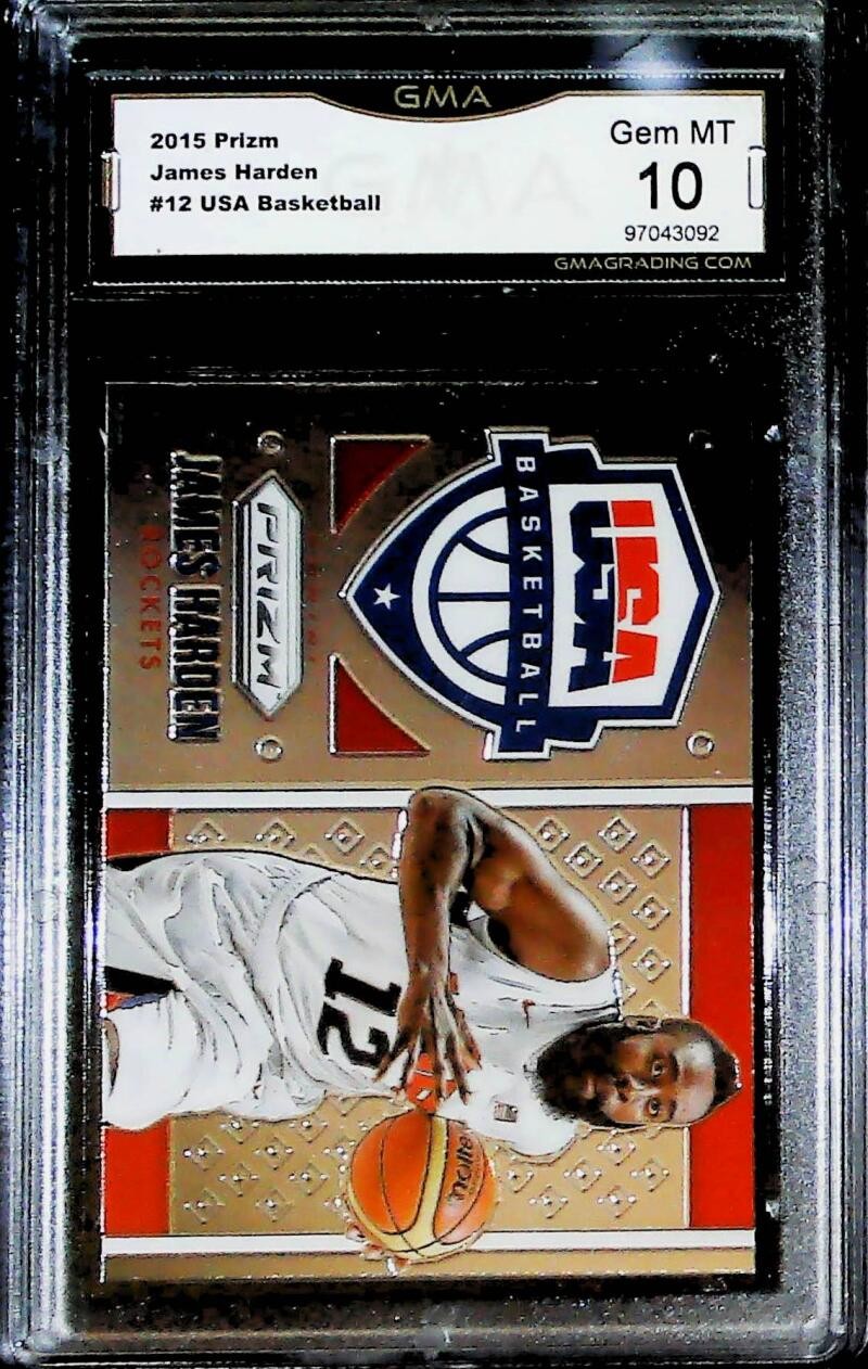 2015-16 Prizm USA Basketball #12 James Harden Houston Rockets Graded GEM MINT GM