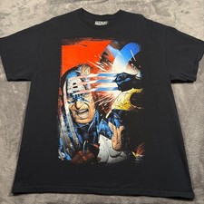 Vintage Marvel Mad Engine T-Shirt Mens XL Black Cotton Wolverine Captain America