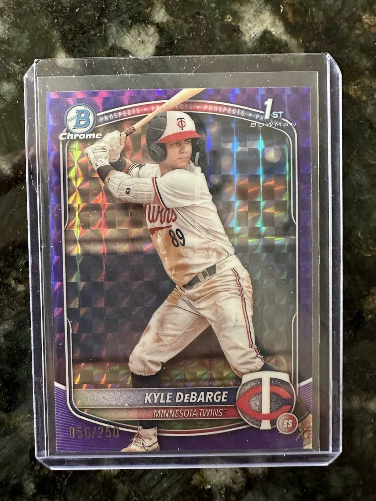 2025 Bowman Chrome Kyle Debarge 1st Purple Geometric Refractor #56/250 Twins