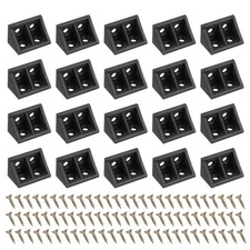 20Pack 0.75x0.75x1.3" Plastic Corner Braces Right Angle Bracket Support Black