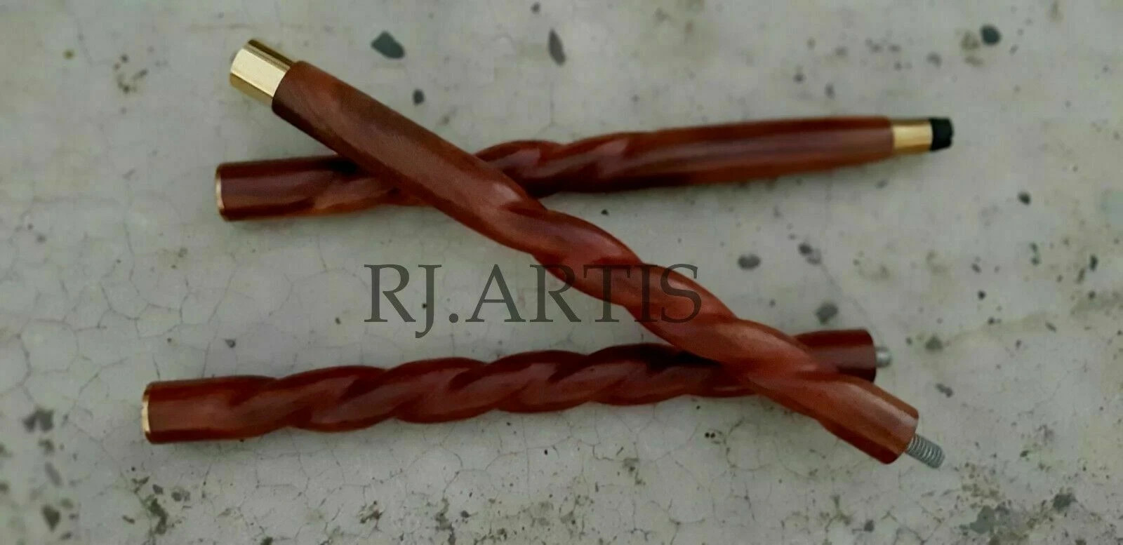 Handmade Walking Stick Solid Brass Wolf Head Hand… - image 5