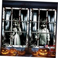 Halloween Window Curtain Cover - 47" - Scary Creepy Kids Poster - 2 Pack