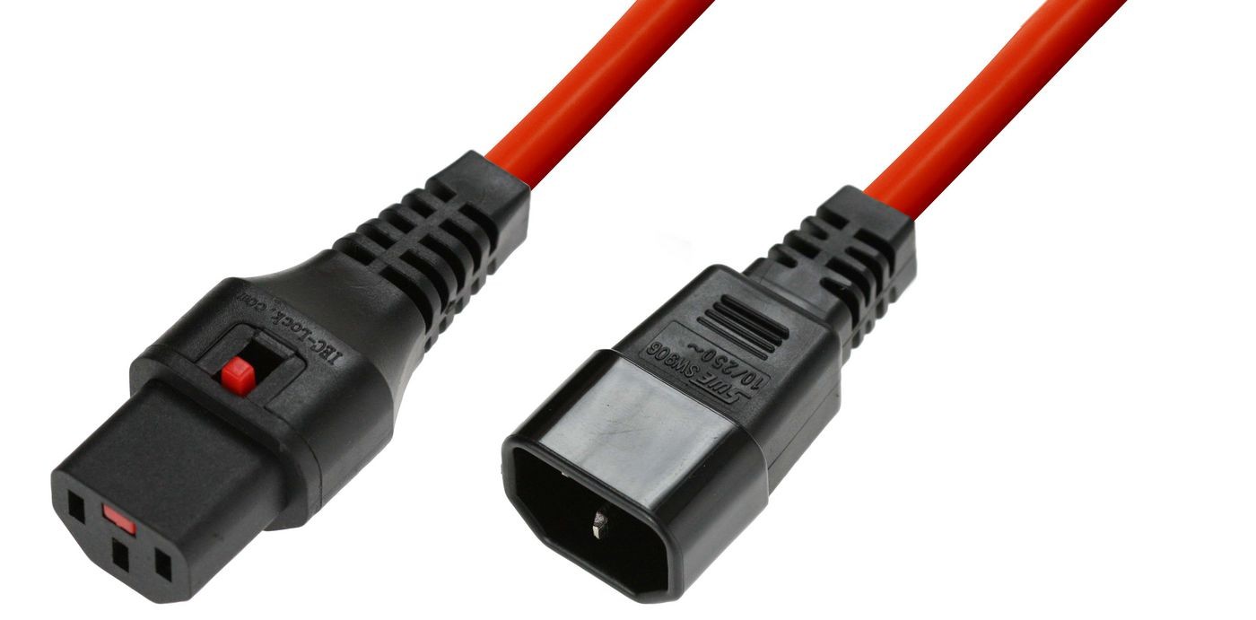 MicroConnect MC-C13C14LOCK-1.5M Power Cable Red C13 to C14 Lockable 1.5m