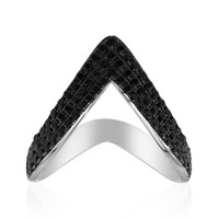 Thai Schwarzer Spinell Sterling Silber Ring 0,64Ct