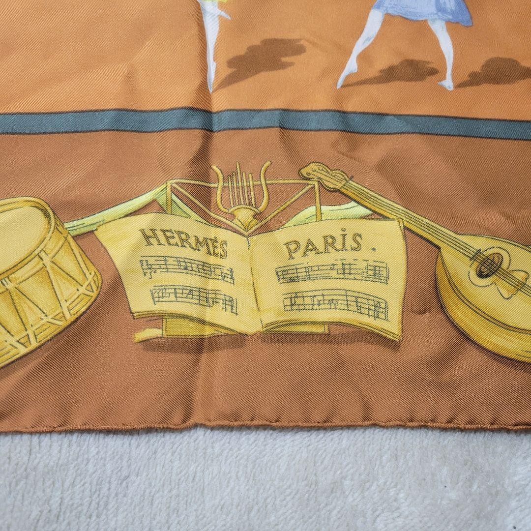 Authentic HERMES Carre 90 Vintage Scarf Silk Brown SK1471 image 2