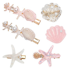 6 Pieces Starfish Hair Clip Set, Seashell Hair Clip Beach Hair Clips Princess S