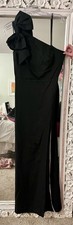 Mac Duggal Black One-Shoulder Satin Bow Trumpet Gown Dress Size 6 NWT