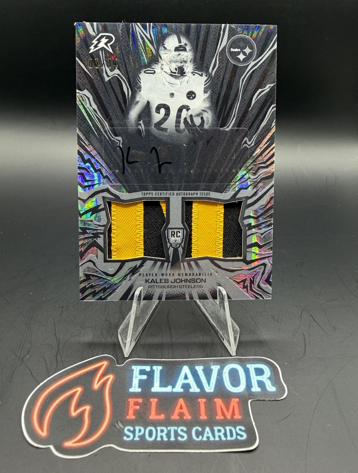 Topps 2025 Resurgence amped up Kaleb Johnson Steelers RC Auto Patch AU-KJ /14