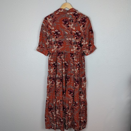 NWOT Natural Life Orange boho Dress Size XS Rebecca Midi Tiered Buttons New 220 - Picture 4 of 7